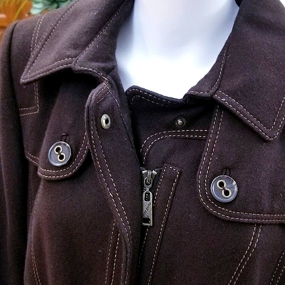 Heavy Wool Blend Belted Winter Coat - Picture 4 of 16